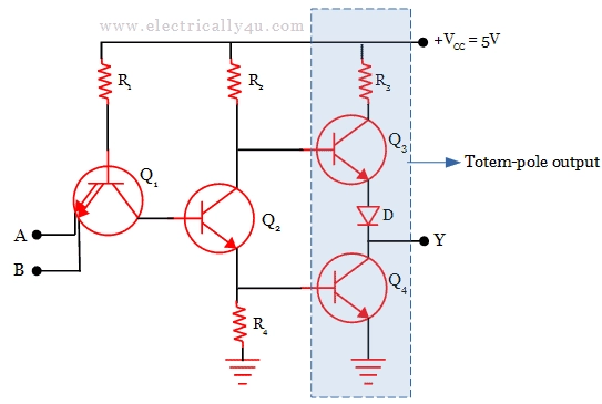 Totem-pole output configuration in Transistor-Transistor Logic